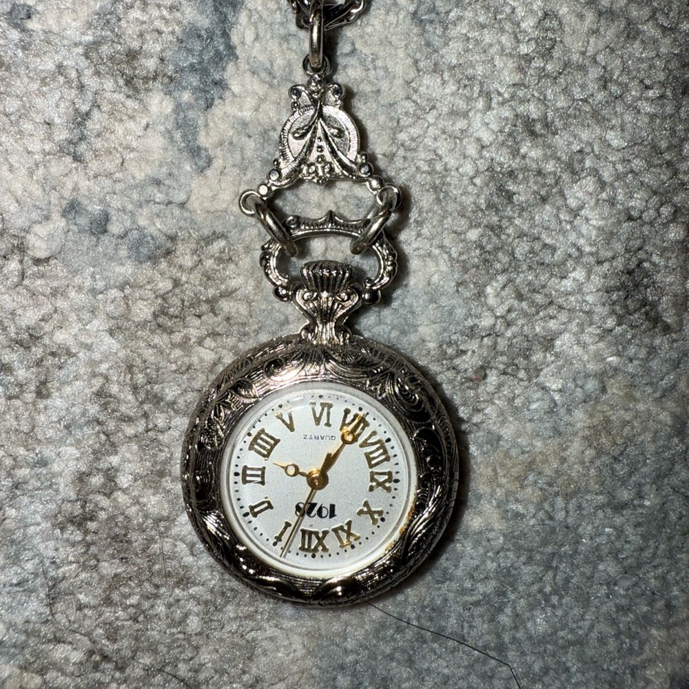 1928 Silver Pocket Watch with Roman Numerals